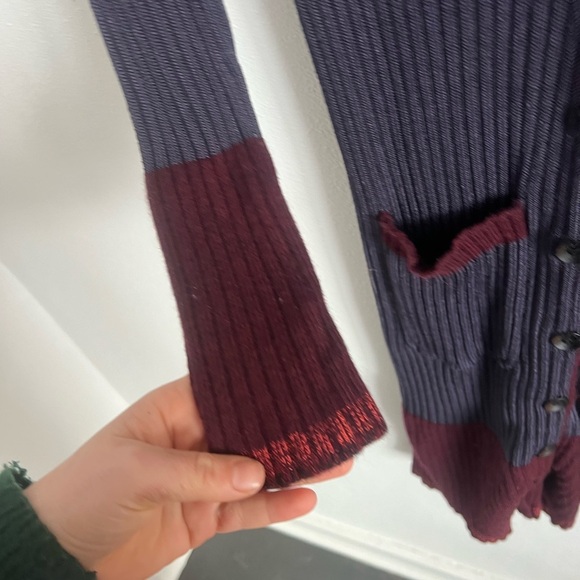 Rag & Bone 'Kristin' Ribbed Knit Long Cardigan, Navy/Burgundy, S - Picture 4 of 6